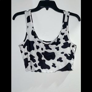 Cow print cropped tank